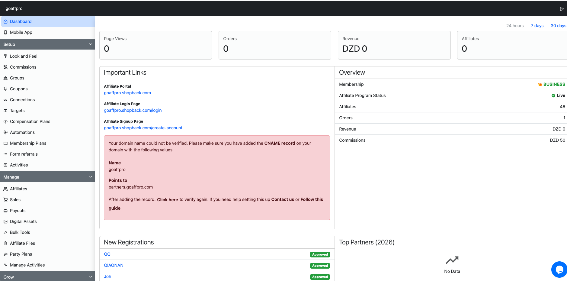 GoAffPro Dashboard